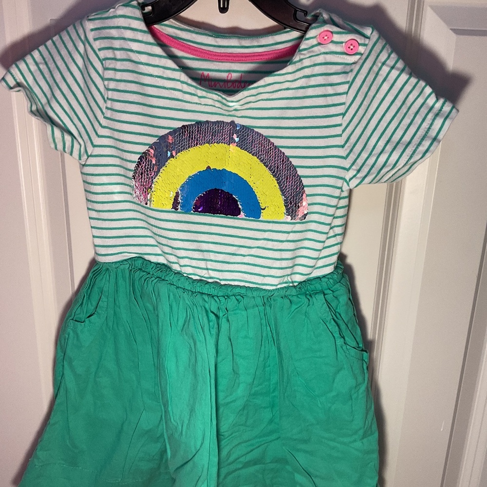 Girl Sequins Rainbow Mini Boden Dress